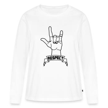 Respect des gestes de la main avec le texte RESPECT - T-shirt manches longues Premium bio Femme - blanc - Devant - Julia (174cm)