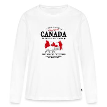 Canada - Ours polaire - Drapeau du Canada - T-shirt manches longues Premium bio Femme - blanc - Devant - Julia (174cm)