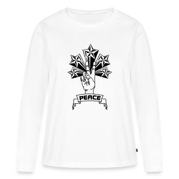 Paix avec les étoiles - T-shirt manches longues Premium bio Femme - blanc - Devant - Julia (174cm)