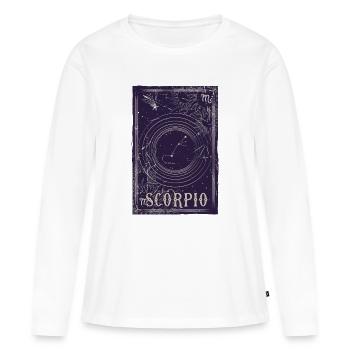 Constellation du Scorpion Ciel nocturne - T-shirt manches longues Premium bio Femme - blanc - Devant - Julia (174cm)