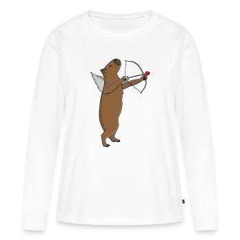 Cupidon Capybara - T-shirt manches longues Premium bio Femme - blanc - Devant - Julia (174cm)