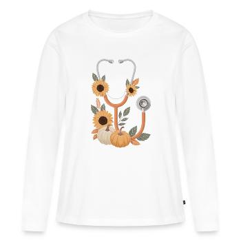 Autumnal stethoscope - Women's Premium Organic Long Sleeve Shirt - white - Front - Julia (174cm)