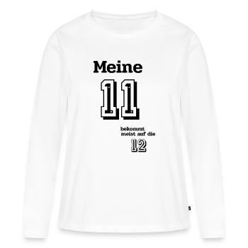 Onze contre douze - T-shirt manches longues Premium bio Femme - blanc - Devant - Julia (174cm)