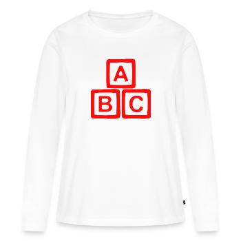 Conception contrastée de bloc ABC - T-shirt manches longues Premium bio Femme - blanc - Devant - Julia (174cm)