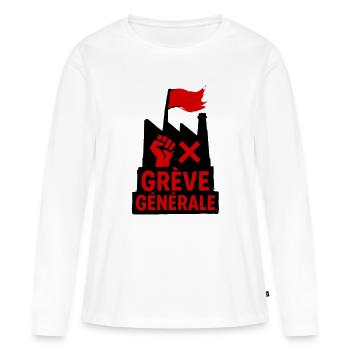 Grève générale - Syndicat - T-shirt manches longues Premium bio Femme - blanc - Devant - Julia (174cm)