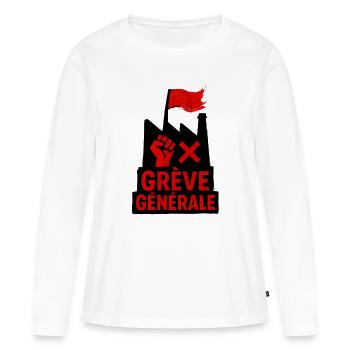 Grève générale - Syndicat - T-shirt manches longues Premium bio Femme - blanc - Devant - Julia (174cm)