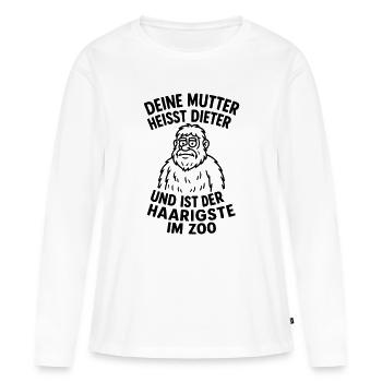 deine mudda dieter haarig - Frauen Premium Bio Langarmshirt - Weiß - Vorne - Julia (174cm)