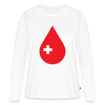 Blut spenden, Blutspendedienst, Blutspender - Frauen Premium Bio Langarmshirt - Weiß - Vorne - Julia (174cm)