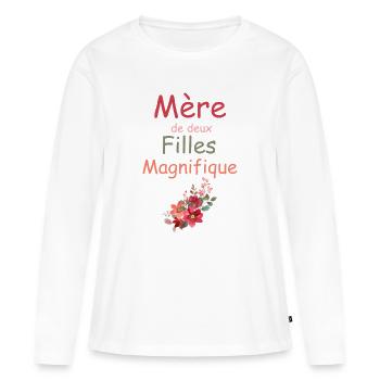 Mother of Two Gorgeous Daughters - Women's Premium Organic Long Sleeve Shirt - white - Front - Julia (174cm)