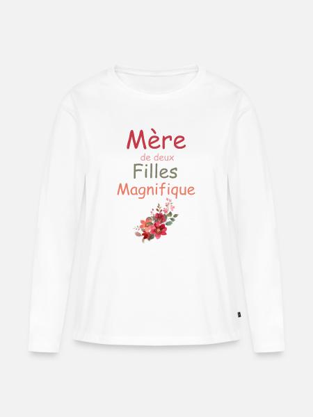 Mutter von zwei wunderschönen Töchtern - Frauen Premium Bio Langarmshirt - Weiß