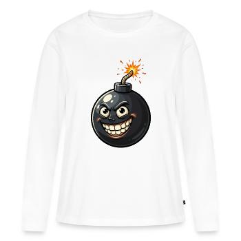 Joke bomb cartoon with grin - Women's Premium Organic Long Sleeve Shirt - white - Front - Julia (174cm)