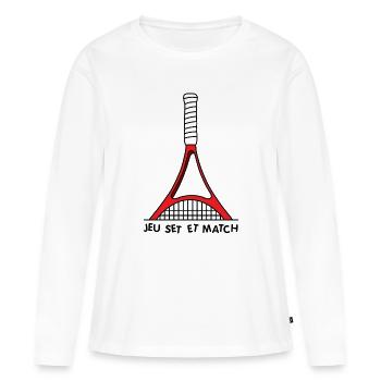 French Tennis Open - T-shirt manches longues Premium bio Femme - blanc - Devant - Julia (174cm)