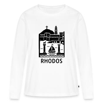 Rhodes Silhouette Landmarks - Women's Premium Organic Long Sleeve Shirt - white - Front - Julia (174cm)