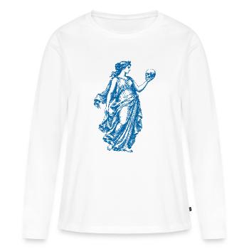 Déesse au crâne - T-shirt manches longues Premium bio Femme - blanc - Devant - Julia (174cm)