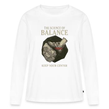 Boulderer Wissenschaft Des Gleichgewichts - Frauen Premium Bio Langarmshirt - Weiß - Vorne - Julia (174cm)