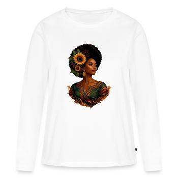 Couronne de tournesol afro - T-shirt manches longues Premium bio Femme - blanc - Devant - Julia (174cm)