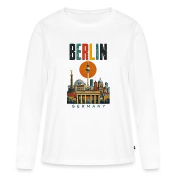 Berlin, Allemagne, silhouette rétro de ville - T-shirt manches longues Premium bio Femme - blanc - Devant - Julia (174cm)