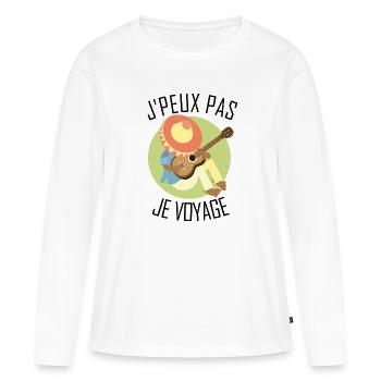 Ich kann nicht reisen - Frauen Premium Bio Langarmshirt - Weiß - Vorne - Julia (174cm)