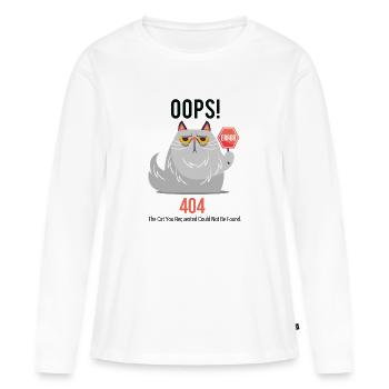 Chat grincheux 404 - T-shirt manches longues Premium bio Femme - blanc - Devant - Julia (174cm)