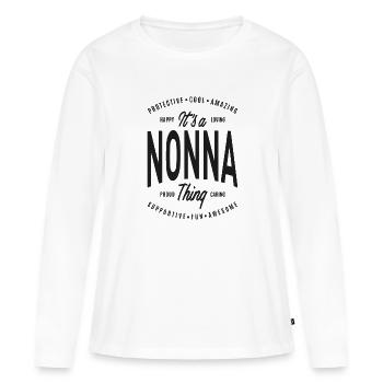 Nonna Thing - T-shirt manches longues Premium bio Femme - blanc - Devant - Julia (174cm)