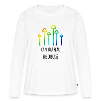 Psilos champignons multicolores hallucinogènes - T-shirt manches longues Premium bio Femme - blanc - Devant - Julia (174cm)