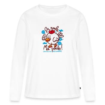 Freewheeling my chicken? - Women's Premium Organic Long Sleeve Shirt - white - Front - Julia (174cm)