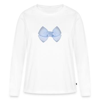 Boucle bleu - T-shirt manches longues Premium bio Femme - blanc - Devant - Julia (174cm)