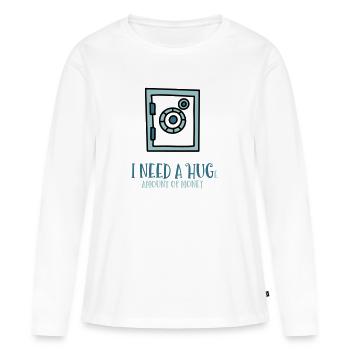 ARGENT AMOUR EMBRASSER L’AMOUR BOURSE MOTIF SÛR EUR - T-shirt manches longues Premium bio Femme - blanc - Devant - Julia (174cm)