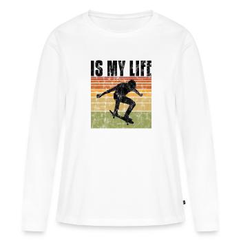 Le skate est ma vie Skateboard Skateboard Cadeau de skateboard - T-shirt manches longues Premium bio Femme - blanc - Devant - Julia (174cm)