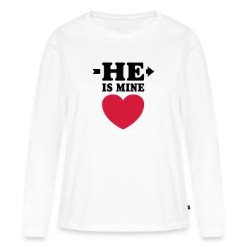 He is Mine I love you Boyfriend Freund liebe dich - Frauen Premium Bio Langarmshirt - Weiß - Vorne - Julia (174cm)