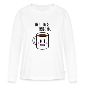 Coffee inside you - T-shirt manches longues Premium bio Femme - blanc - Devant - Julia (174cm)