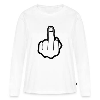 fuck you, middle finger - T-shirt manches longues Premium bio Femme - blanc - Devant - Julia (174cm)