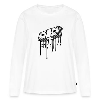 gouttes de graffiti billets de banque buendel dollar gettin - T-shirt manches longues Premium bio Femme - blanc - Devant - Julia (174cm)