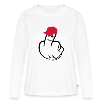 middle finger - Women's Premium Organic Long Sleeve Shirt - white - Front - Julia (174cm)