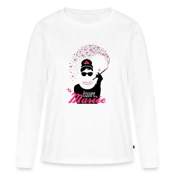 équipe de la mariée - mariée - evjf - tiffany - T-shirt manches longues Premium bio Femme - blanc - Devant - Julia (174cm)