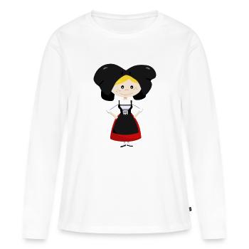 Elsässer Tracht - Frauen Premium Bio Langarmshirt - Weiß - Vorne - Julia (174cm)
