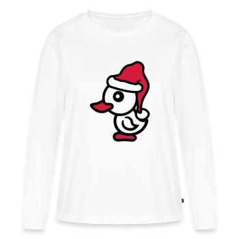 Noël Noël Père Noël Salutations d'hiver - T-shirt manches longues Premium bio Femme - blanc - Devant - Julia (174cm)