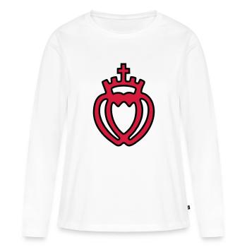 coeur vendeen coeur croix couronne fidélité couple - T-shirt manches longues Premium bio Femme - blanc - Devant - Julia (174cm)