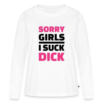 Sorry girls I suck dick - T-shirt manches longues Premium bio Femme - blanc - Devant - Julia (174cm)