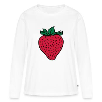 erdbeere - Frauen Premium Bio Langarmshirt - Weiß - Vorne - Julia (174cm)