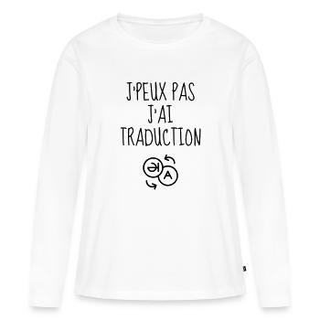 traducteur / traduction / traductrice / traduire - T-shirt manches longues Premium bio Femme - blanc - Devant - Julia (174cm)