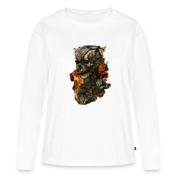 Cyborg crâne - T-shirt manches longues Premium bio Femme - blanc - Devant - Julia (174cm)