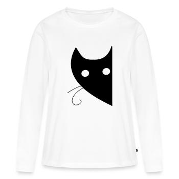 TÊTE DE CHAT - T-shirt manches longues Premium bio Femme - blanc - Devant - Julia (174cm)