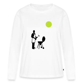 Barbecue d’été - T-shirt manches longues Premium bio Femme - blanc - Devant - Julia (174cm)