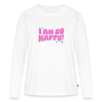 I am so happy! - Frauen Premium Bio Langarmshirt - Weiß - Vorne - Julia (174cm)
