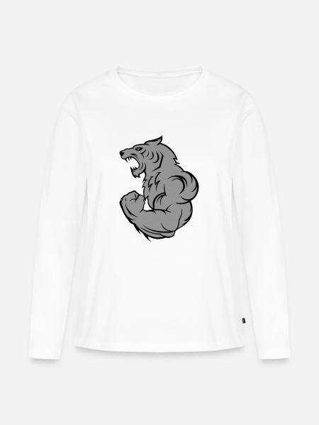 strong tiger wolf - Frauen Premium Bio Langarmshirt - Weiß