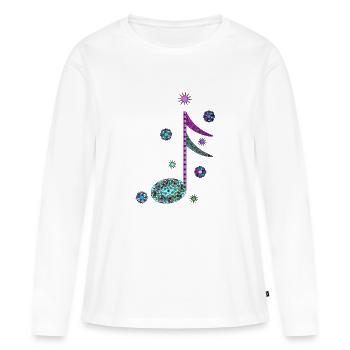 🎭 Double Croche Arlequin, Rythme et Fantaisie ! - T-shirt manches longues Premium bio Femme - blanc - Devant - Julia (174cm)