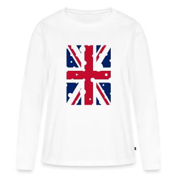 Drapeau Anglais - T-shirt manches longues Premium bio Femme - blanc - Devant - Julia (174cm)