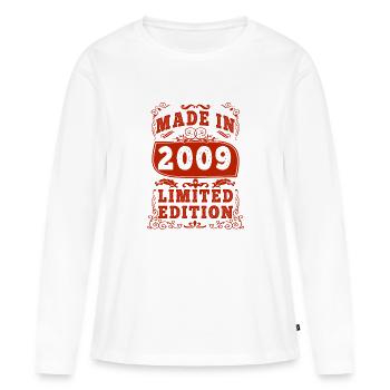 2009 Geburtstag 2009 Jahrgang 2009 Geburtstag - Frauen Premium Bio Langarmshirt - Weiß - Vorne - Julia (174cm)