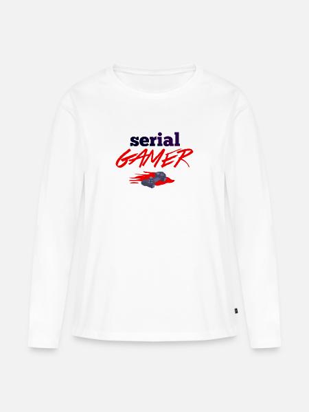 SERIAL GAMER Design - Frauen Premium Bio Langarmshirt - Weiß